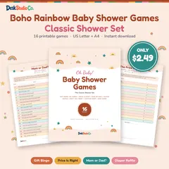 Boho Rainbow baby shower set